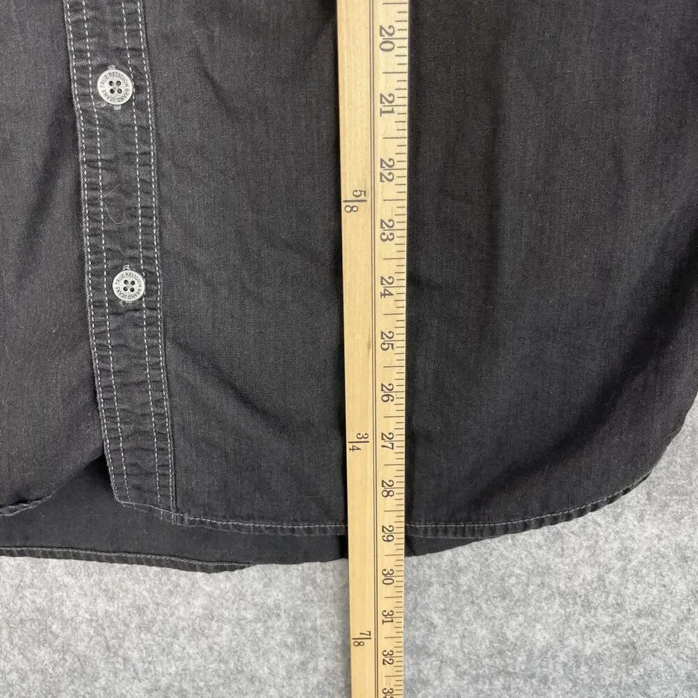 True Religion Heritage‎ Shirt Mens 2XL Black Button Up Long Sleeve Workwear